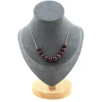 Bijoux Pierres et Minéraux. Collier 10 perles Grenat 8 mm. Chaine en acier inoxydable Collier femmes, hommes. Taille personnalisable.