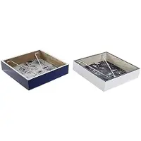 DKD Home Decor Porte-serviettes - - Métal Blanc et Bois MDF - Lot de 2 - Dimensions 6x20x36 cm - Multicolore