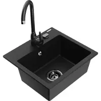 Mexen Évier en granit Milo avec mitigeur Telma, noir (6505-77-670200-70-B)
