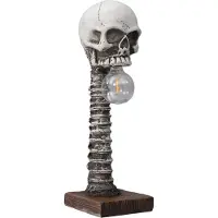 Semoic Lampe de table squelette en résine avec tête de mort et colonne vertébrale horreur 3D