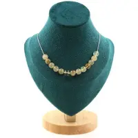 Bijoux Pierres et Minéraux. Collier 15 perles Quartz rutile 8 mm Chaine en acier inoxydable Collier femmes, hommes. Taille personnalisable.