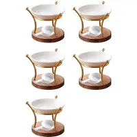 Semoic 5X Lampe Poêle Brûleur à Huile Essentielle Céramique Diffuseur Fer Décoration Four Support Bureau Cire Fondre Cheminée
