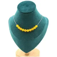 Bijoux Pierres et Minéraux. Collier 10 perles Agate jaune 8 mm. Chaine en acier inoxydable Collier femmes, hommes. Taille personnalisable.