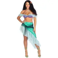Leg avenue 3 PC Spellbound Mermaid comprend un haut de soutien-gorge dos nu iris en perles avec une jupe asymtrique manches volantes en mousseline avec