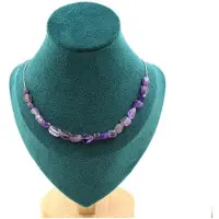 Bijoux Pierres et Minéraux. Collier 20 perles Améthyste du Brésil. Chaine en acier inoxydable Collier femmes, hommes. Taille personnalisab