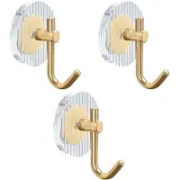 Melitt Crochets Muraux AdhéSifs Crochets de Douche en Acrylique pour Suspendre Or Crochets Auto-AdhéSifs Porte-Serviettes Accessoires de Salle de Bain 3Pc