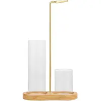 Exogio Porte-encens pour bâtonnets anti-cendres avec récupérateur de cendres en verre et organiseur marron clair
