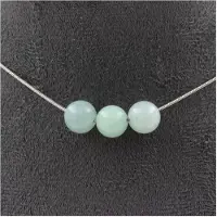 Bijoux Pierres et Minéraux. Collier 3 perles Amazonite 8 mm. Chaine en acier inoxydable Collier femmes, hommes. Taille personnalisable.