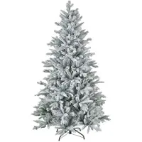 MUVOE HOMCOM Weihnachtsbaum 180 cm, schneebedeckt, flammhemmend, Metallfuß, formbare Äste, Grün