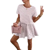 Semoic Robes d'été à rayures pour femmes 2025, col rond, courtes