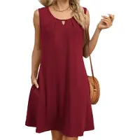 Semoic Pull d'été à col rond et plis creux pour femme, couleur unie