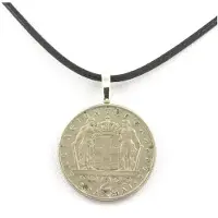 Bijoux Collier - Pierres et Minéraux - Pièce de Monnaie Grèce 2 drachmai - Cordon noir - Authentique - Mixte