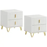 SoBuy Lot de 2 Tables de Chevet avec Tiroirs - Blanc