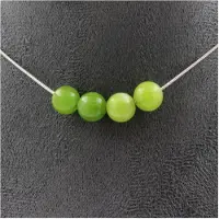 Bijoux Pierres et Minéraux. Collier 4 perles Péridot 8 mm Chaine en acier inoxydable Collier femmes, hommes. Taille personnalisable.