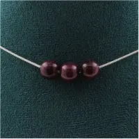 Bijoux Pierres et Minéraux. Collier 3 perles Grenat 8 mm. Chaine en acier inoxydable Collier femmes, hommes. Taille personnalisable.