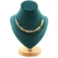 Bijoux Pierres et Minéraux. Collier 20 perles Quartz rutile 8 mm Chaine en acier inoxydable Collier femmes, hommes. Taille personnalisable.