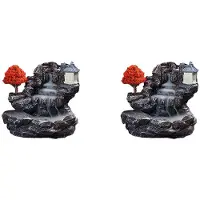 Semoic 2X E Brûleur D'Encens Montagnes Rivière Cascade Parfum Cheminée Reflux Fumée Encensoir Décoration pour la Maison