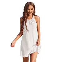 Torribaly Robe d'été ajourée au crochet pour femme, blanche, taille XXL