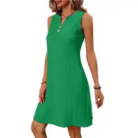 Semoic Robe trapèze décontractée pour femme 2025, sans manches, col en V, P