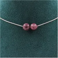 Bijoux Pierres et Minéraux. Collier 2 perles Lépidolite 8 mm. Chaine en acier inoxydable Collier femmes, hommes. Taille personnalisable.