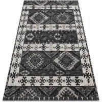 Rugsx Tapis moderne MUNDO E0651 ethnique extérieur beige / noir 80x250 cm