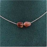 Bijoux Pierres et Minéraux. Collier 2 perles Quartz rutile rouge du Brésil Chaine en acier Collier femmes, hommes. Taille personnalisable.