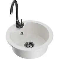 Mexen Evier en granit Diego avec mitigeur Telma, blanc (6512-20-670200-70)