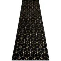 Rugsx Tapis, le tapis de couloir GLOSS moderne 409C 86 cube élégant, glamour, art deco noir / or 70x200 cm