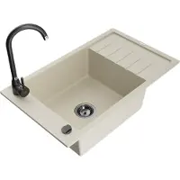 Mexen Elias 1 bac en granit avec égouttoir et mitigeur Telma, Beige - 6511-69-670200-70