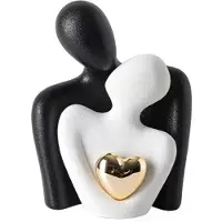 Torribaly Décoration de caractère simple et abstraite en forme de cœur, armoire à vin, couloir, couple, câlin, art, artisanat en céramique S