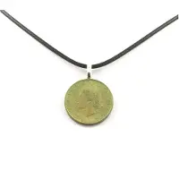 Bijoux Collier - ABIJOUX - Pièce de monnaie Italie 20 lires - Cordon cuir noir - Mixte - Adulte