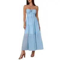 Semoic Robe d'été longue décontractée à bretelles spaghetti pour femme