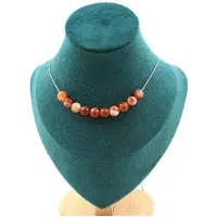 Bijoux Pierres et Minéraux. Collier 10 perles Agate rubanée 8 mm. Chaine en acier inoxydable Collier femmes, hommes. Taille personnalisabl