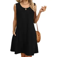 Semoic Pull d'été à col rond et plis creux pour femme, couleur unie