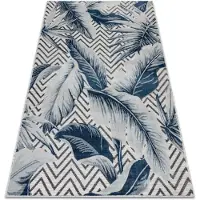 Rugsx Tapis Structurel BOTANIC 65242 Plumes, zigzag, tissé à plat sur balcon, terrasse - gris 176x270 cm
