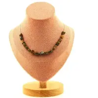 Bijoux Pierres et Minéraux. Collier 15 perles Opale Boulder d'Australie. Chaine en acier Collier femmes, hommes. Taille personnalisable.