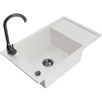 Mexen Elias 1 bac en granit avec égouttoir et mitigeur Telma, blanc - 6511-20-670200-70