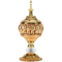 Exogio Brûleur d'encens Bakhoor au charbon de bois en métal, encensoir arabe, décoration de bureau pour bâtons et cônes