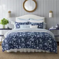Laura Ashley - Parure de lit rversible en coton pour lit queen size comprenant des taies assorties avec des taies europennes en prime et des ho