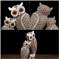 Jojomino Chouette Statue Décorative Sculpture Étagère Décor Figurine Mignonne Famille de Trois Hiboux Figurines Résine Oiseau Sculptures Hibou Décor B