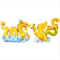Torribaly Figurine de dragon et phénix Feng Shui chinois, année du zodiaque A