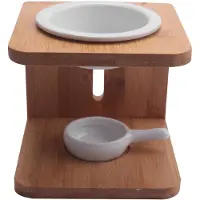 Exogio Bougeoir en céramique pour huile aromatique, lampe en bois pour la maison, brûleur d'aromathérapie, décoration de la maison