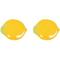 Melitt 2X Tapis de Bain Citron Mignon Tapis de Fruits Antidérapant Tapis de Cuisine Jaune Citron Décoration de Salle de Bain Tapis Amusant pour Enfants,