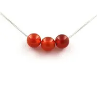 Bijoux Pierres et Minéraux. Collier 3 perles Cornaline d'Uruguay 8 mm Chaine en acier inoxydable.