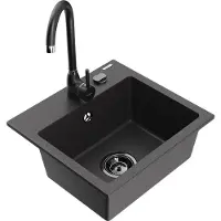 Mexen Évier 1 bac en granit Milo avec mitigeur Telma, noir moucheté - 6505-76-670200-70-B (66505-76-670200-70-B)