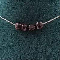 Bijoux Pierres et Minéraux. Collier 4 perles Grenat Spessartite du Mozambique. Chaine en acier Collier femmes, hommes. Taille personnalisa