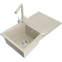 Mexen Evier en granit Cesar 1 bac avec égouttoir et mitigeur Duero, Beige - 6514-69-671600-69