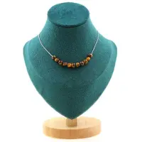 Bijoux Pierres et Minéraux. Collier 10 perles Oeil de Tigre 6 mm. Chaine en acier inoxydable Collier femmes, hommes. Taille personnalisabl