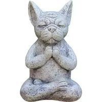Exogio Statue de Chien MéDitant , MéDitation Bouledogue FrançAis, Ornement en RéSine MéDitant, Yoga