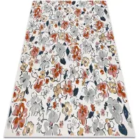 Rugsx Tapis Structurel BOTANIC 65239 fleurs, tissé à plat sur balcon, terrasse - écru 78x150 cm